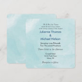Invitation Mariage Aquarelle bleu salé (Devant / Derrière)
