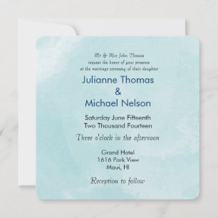 Invitation Mariage Aquarelle bleu salé
