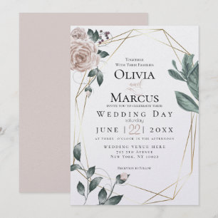 Invitation MARIAGE Aquarelle Blush Dusty Rose Gold