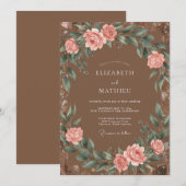 Invitation Mariage aquarelle Blush Mocha (Devant / Derrière)