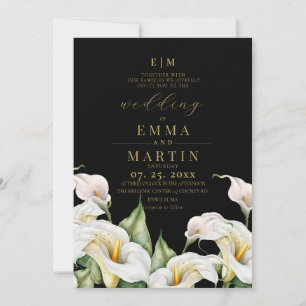 Invitation Mariage aquarelle bohème lys calla