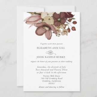 Invitation Mariage aquarelle bohème rose et neutre