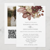 Invitation Mariage aquarelle bohème rose et neutre (Devant / Derrière)