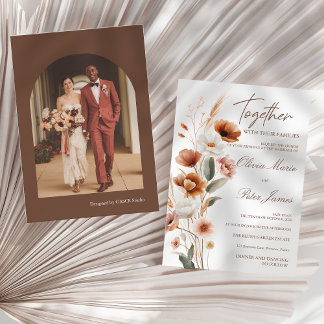 Invitation Mariage Aquarelle Bohème Terracotta Terreux