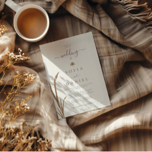 Invitation Mariage aquarelle bohème vintage d'automne