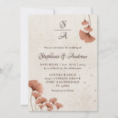 Invitation Mariage aquarelle Boho Terracotta & monogramme (Devant)