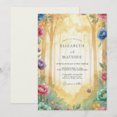 Invitation Mariage Aquarelle Bois Doré (Devant / Derrière)
