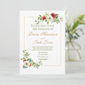 Invitation Mariage aquarelle botanique d'automne (Debout devant)