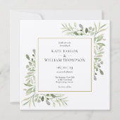 Invitation Mariage aquarelle botanique de verdure rustique (Devant)