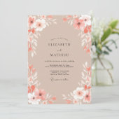 Invitation Mariage Aquarelle Botanique Douce Pêche (Debout devant)