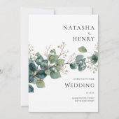 Invitation Mariage aquarelle botanique Eucalyptus Vert (Dos)