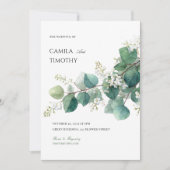 Invitation Mariage aquarelle botanique eucalyptus vert boho (Devant)