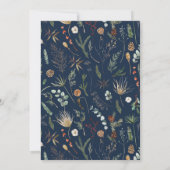 Invitation Mariage aquarelle botanique floral bleu marine (Dos)