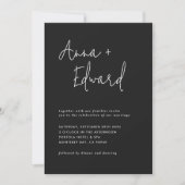 Invitation Mariage aquarelle botanique floral noir moderne (Devant)