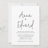 Invitation Mariage aquarelle botanique floral noir moderne (Devant)