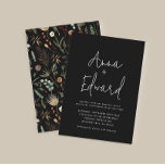 Invitation Mariage aquarelle botanique floral noir moderne<br><div class="desc">aquarelle mariage fleurie botanique design moderne design carte de faire-part de mariage minimaliste.</div>