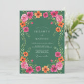 Invitation Mariage aquarelle botanique vert forêt (Debout devant)