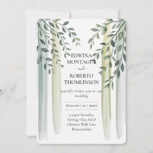 Invitation Mariage aquarelle Branche d'olivier Patrimoine