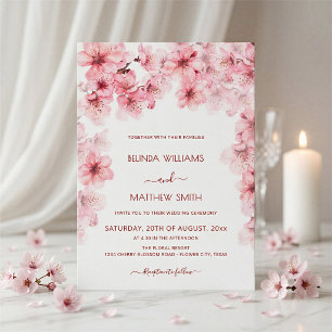 Invitation Mariage aquarelle cerisier en fleurs