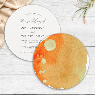 Invitation Mariage aquarelle chic bohème orange brûlé de styl