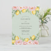 Invitation Mariage aquarelle Citron Citrus (Debout devant)