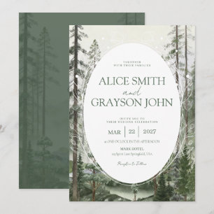 Invitation Mariage Aquarelle Classique Arbre de la Forêt Rust