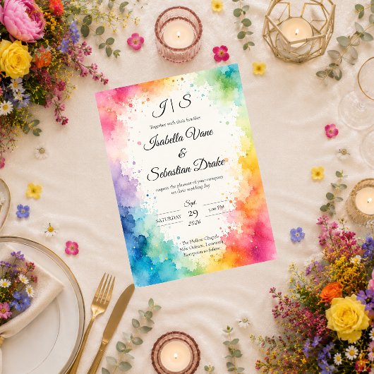 Invitation Mariage Aquarelle Coloré