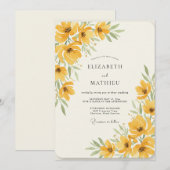 Invitation Mariage Aquarelle Coquelicot Doré (Devant / Derrière)