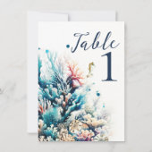 Invitation Mariage aquarelle Corail Ocean Splash (Dos)