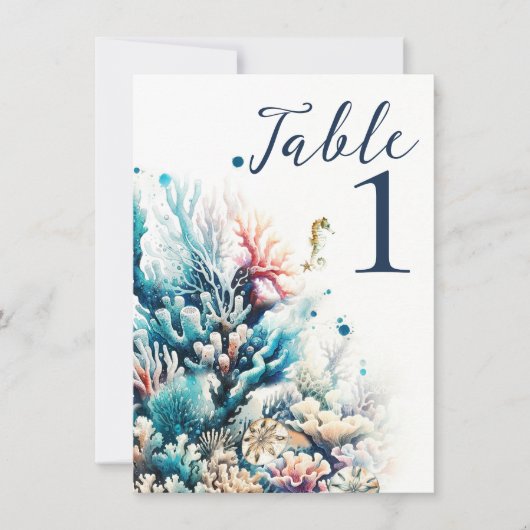 Invitation Mariage aquarelle Corail Ocean Splash (Devant)