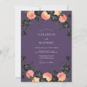Invitation Mariage aquarelle Corail Rouge Foncé