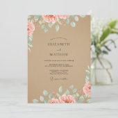 Invitation Mariage Aquarelle Corail Tan (Debout devant)