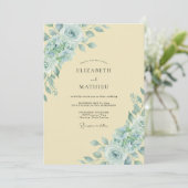 Invitation Mariage Aquarelle Crème Aqua (Debout devant)