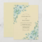 Invitation Mariage Aquarelle Crème Aqua (Devant / Derrière)