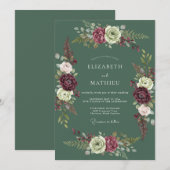Invitation Mariage Aquarelle Crème et Prune (Devant / Derrière)
