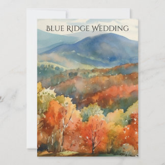 Invitation Mariage aquarelle d'automne dans les montagnes Blu
