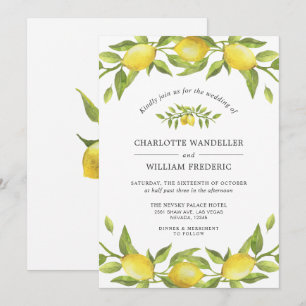 Invitation Mariage Aquarelle De Citrons Fleuris De Verdure