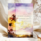 Invitation Mariage aquarelle de coucher de soleil enchanté so