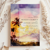 Invitation Mariage aquarelle de coucher de soleil enchanté so