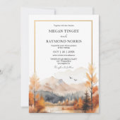 Invitation Mariage Aquarelle de Montagne (Devant)