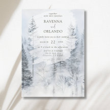 Mariage aquarelle de montagne enneigée rustique