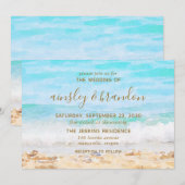 Invitation Mariage Aquarelle de Plage (Devant / Derrière)