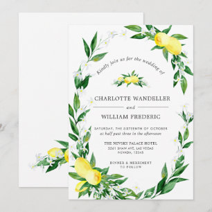 Invitation Mariage Aquarelle De Verdure De Fleurs De Citron