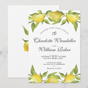 Invitation Mariage Aquarelle De Verdure De Fleurs De Citron