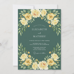 Invitation Mariage Aquarelle Deep Pine Doré