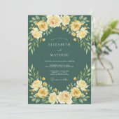 Invitation Mariage Aquarelle Deep Pine Doré (Debout devant)