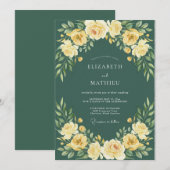 Invitation Mariage Aquarelle Deep Pine Doré (Devant / Derrière)