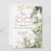 Invitation Mariage | Aquarelle d'hiver Botanique (Devant)