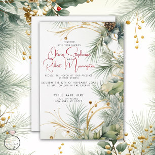 Invitation Mariage Aquarelle d'hiver Botanique
