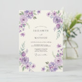 Invitation Mariage aquarelle d'orchidée violette (Debout devant)